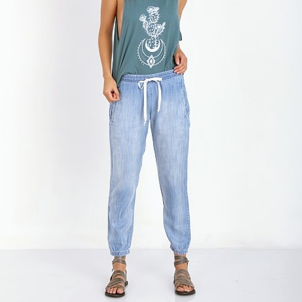 Anthropologie Cloth and Stone Chambray Jogger Drawstring Acid Wash Pants Size XS